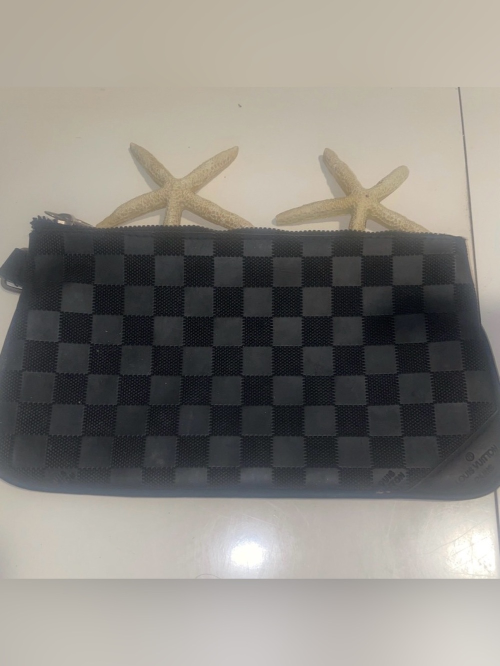 Fashion black and silver hardware monogram clutch